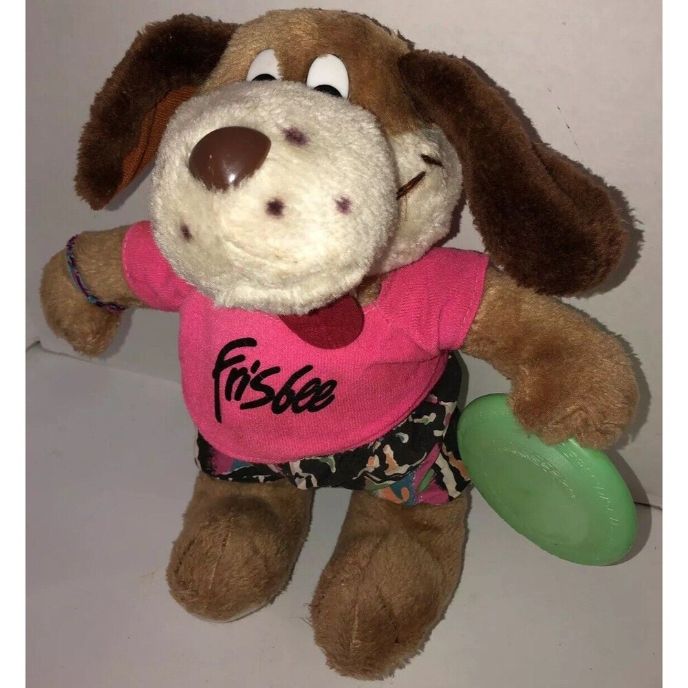 VTG 90s FRISBEE Stuffed Plush Dog RARE Promotional  PMI Toys Kransco Wham-O 1991
